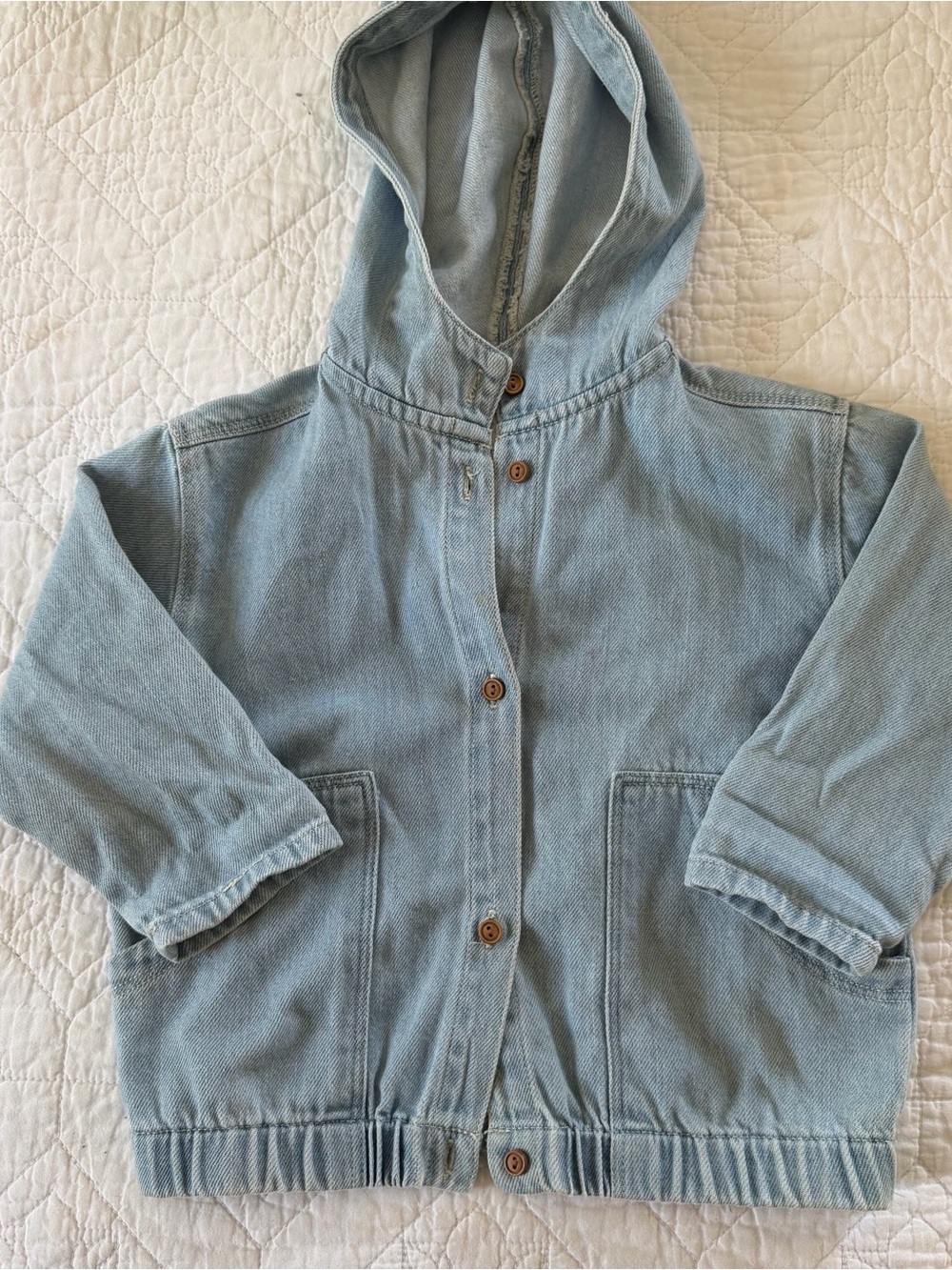 Zara Light Blue Hooded Kids Denim-Style Jacket